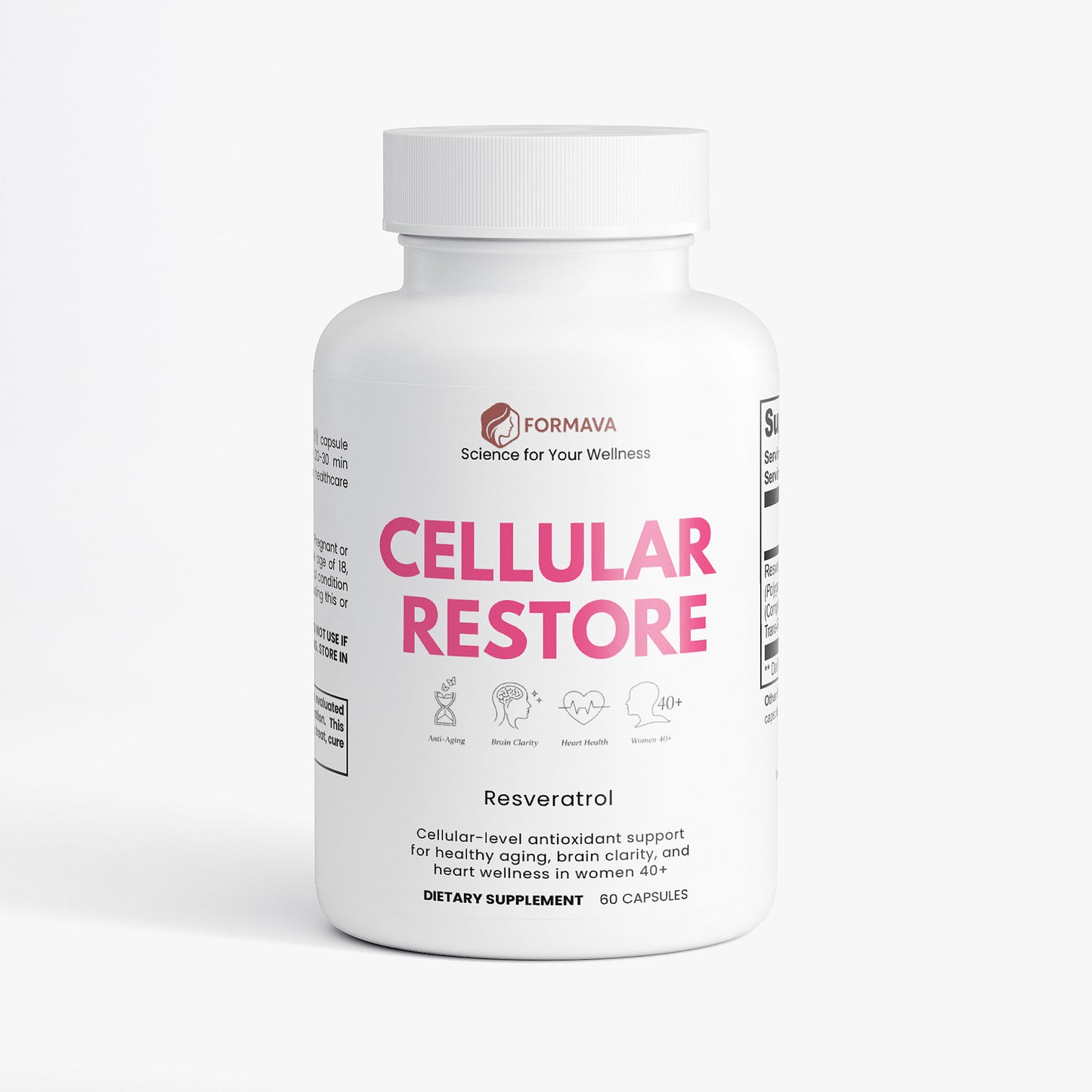 CELLULAR RESTORE Anti-Aging • Brain & Heart Support • Metabolic Balance for Women 40+  Powered by High-Potency Resveratrol